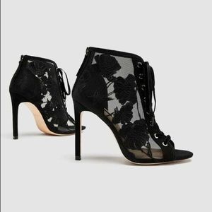 Zara Floral Lace Booties